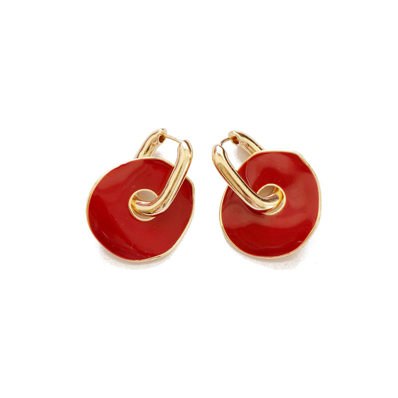 Red Round Earrings display picture 3