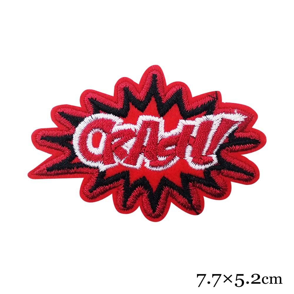 强大电脑刺绣厂家直销 泡泡圈标志CRASH！绣花布贴布贴专业订制