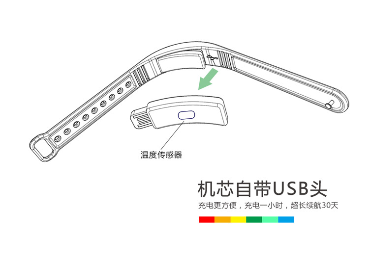 The V9 smart temperature-measuring wristband watch monitors body temperature all day long. When there is a fever, it vibrates intelligently and gives a stopwatch alarm undefined