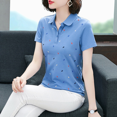 2020 Short sleeved T-shirt summer new pattern Easy cotton material middle age Mama Web Ultra-fire motion