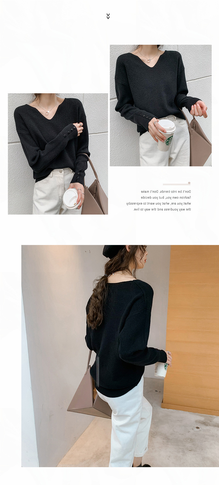 315g Weight Long Sleeve Sleeve Length Pullovers Placket Type Regular Sleeve Sleeve Type Cotton, Polyester Fabric Type Ordinary Model (50cm <Length ≤ 65cm) Top Length Pullovers, Sweater Tops Type V Neck Neckline Loose Fit Type Solid Color Pattern Women's Gender Temperament Commuter, Commute style Style Printing, Collage Stitching Craft Fashionable Loose Long Sleeve V-Neck Knitwear Casual Base Layer Sweater Women's Comfortable Autumn Winter Leisure Knitted Top 13