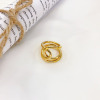 Fashionable retro golden silver ring suitable for men and women, European style, 18 carat, on index finger