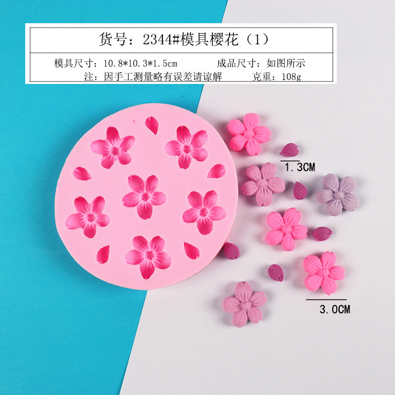 Molde de silicona flor de cerezo DIY aromaterapia molde de yeso decoración de la torta pequeña Zou Ju molde de chocolate epoxi