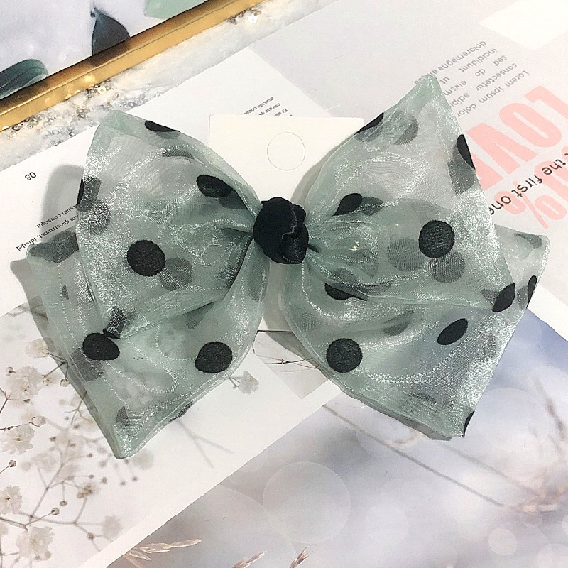 Korean Explosions Wave Dot Mesh Yarn Bow Fabric Hair Accessories Ponytail Fashion Lady Eugen Yarn Hairpin Wholesale Nihaojewelry display picture 4