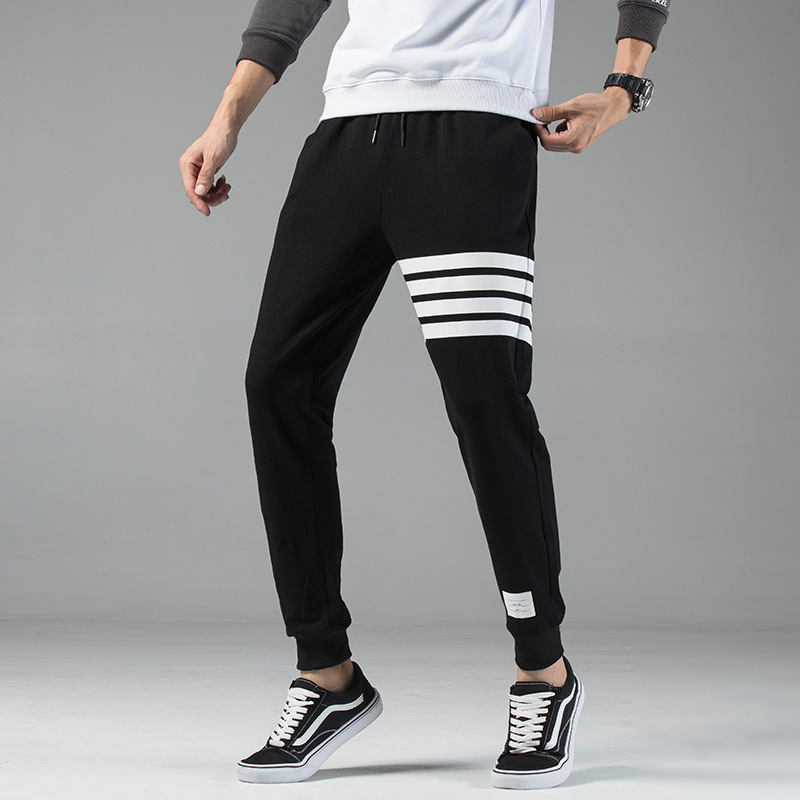 Spring Loose Small Foot Four Bar Sports Pants Men's Autumn Neck Running Fitness Fashion TB Sweatpants Men's Casual Pants