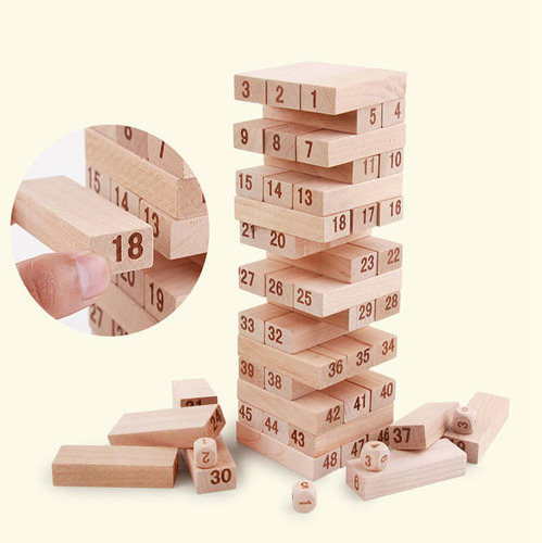 Wooden early education puzzle log digital layer stacking small building blocks stacking high creative Jenga tabletop game