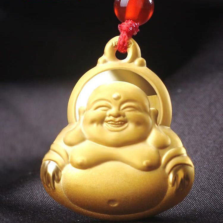 Gold-plated men and women gold necklace is rich in Guaibao, Peace, Guanyin Realistic Golden Pendant with lanyard to send gifts