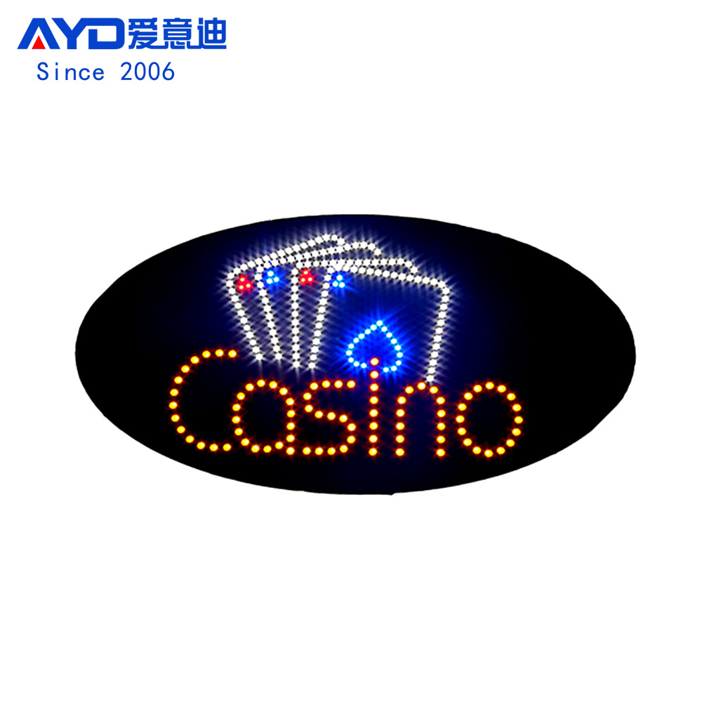 LED广告牌标识牌灯箱厂家定 制 LED Casino Sign 24x48/38x68.5cm