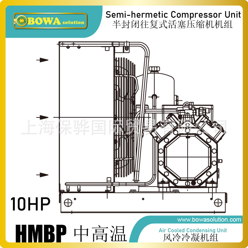 10P风冷中高背压冷凝机组用于真空镀膜机、医疗和半导体激光设备