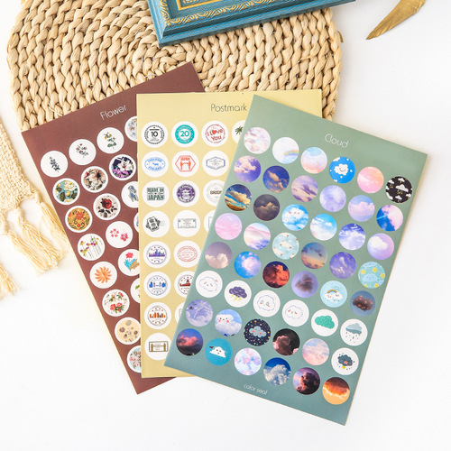 ins Morandi color earth color sealing stickers style colorful polka dot stickers handbag peripheral card stickers photo stickers