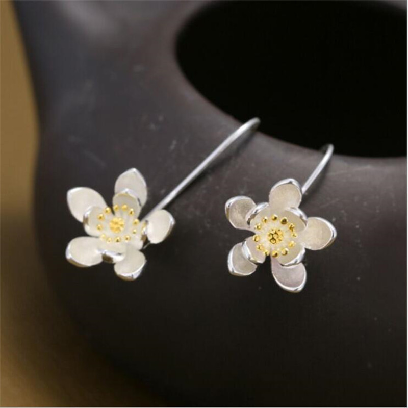 Thai handcrafted flower design sterling silver earrings