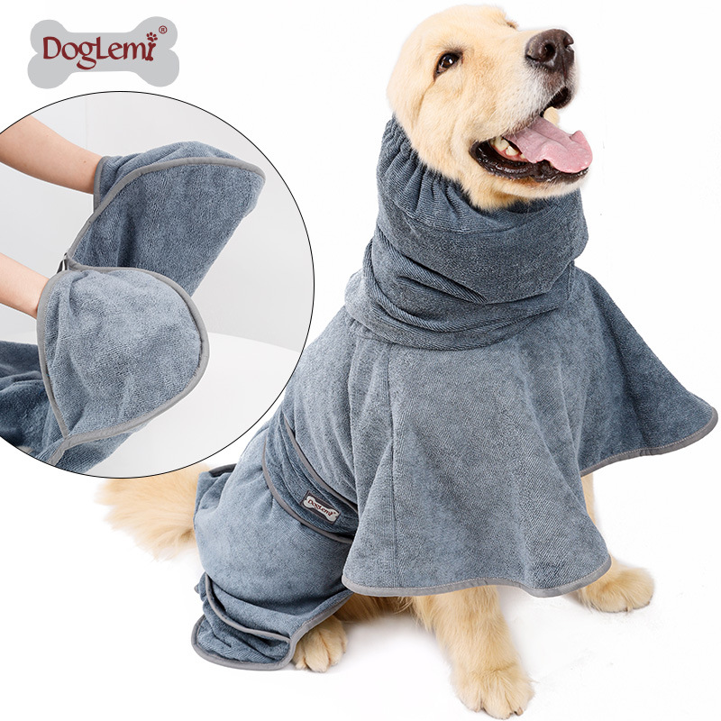 Pet Bathrobe Strongly Absorbent Dog Bath Towel Bathing Quick-drying Clothes Big Dog Towel Clothing