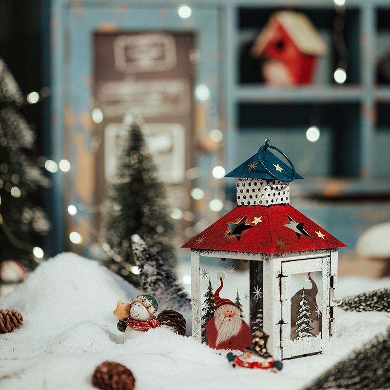 Retro estilo americano decoración de lámpara de viento a prueba de viento candelabros colgantes decoración de navidad muñeco de nieve viejo