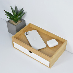 Japanese single-layer with overhang and edge-added drawer-style storage box, bamboo and wood cosmetic storage box, bedroom and living room storage cabinet