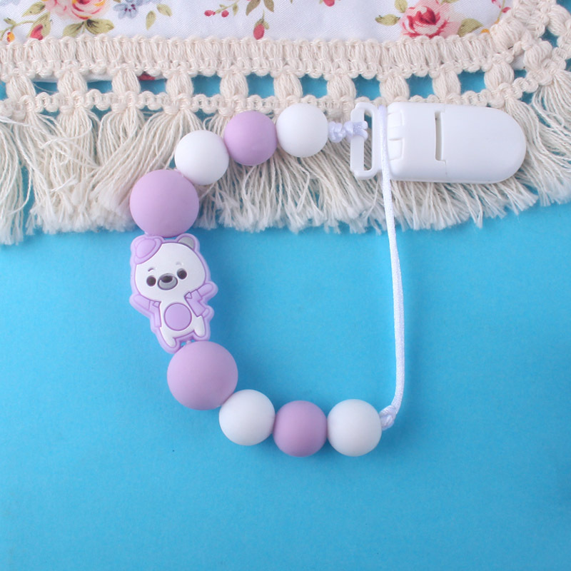 Bebé cerdo Cadena de clip de pezón de silicona Cadena de dientes de bebé Cadena de molienda cadena anti-caída pezón de mordedor calmante