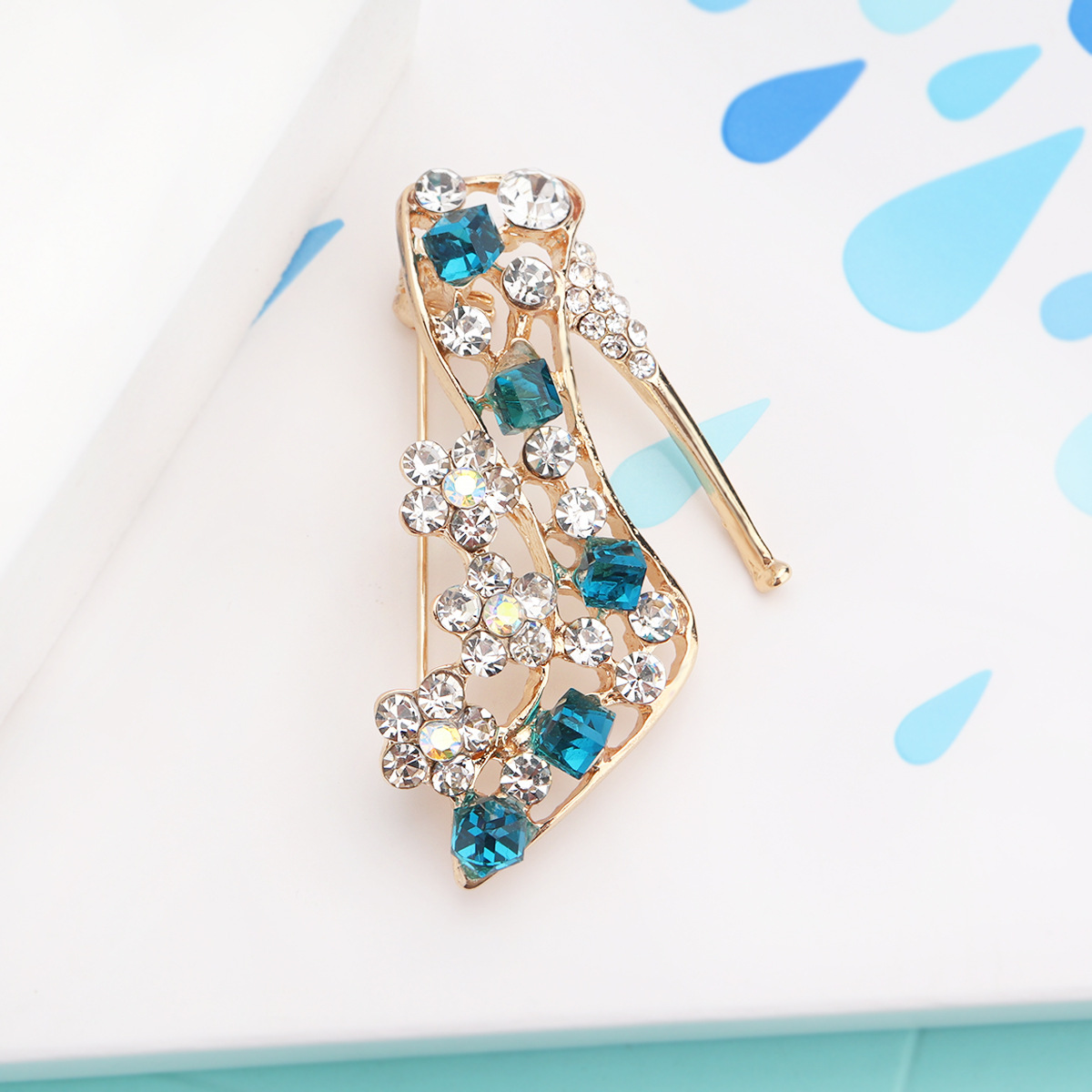 Rhinestones Inlay Material Pin Alloy Asymmetrical Inlay Rhinestones Women's Brooches