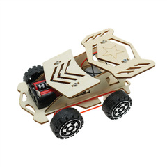 Creative Electric Wooden Four-Wheel Drive Racing Car for Elementary School Students, Science and Technology Small-Making Invention Assembly Science Experiment Educational Handicraft