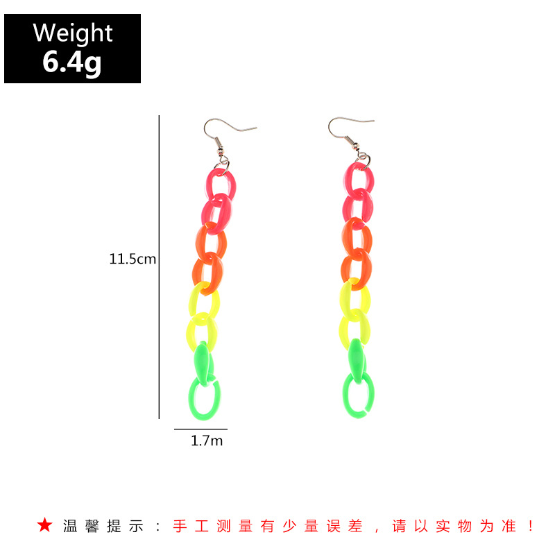 Simple Geometric Square Creative Colorful Resin Chain Long Earrings display picture 2