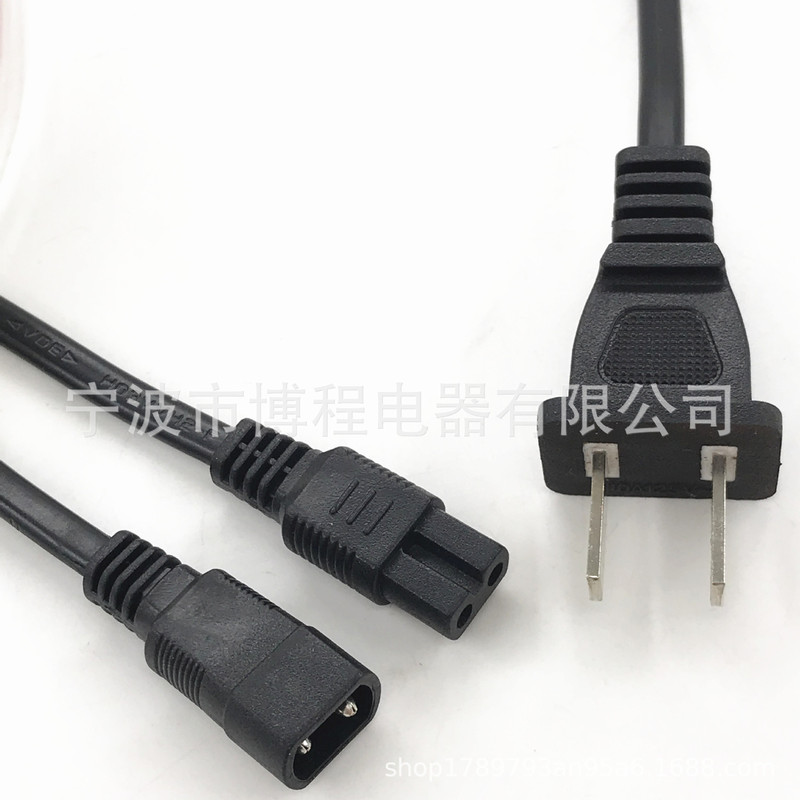 Two-core National Standard Plug Wire 303 Switch B-shaped Tail Positive and Negative Male and Female Plug-in Hot Blanket Plug Razor Plug