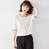 Temperament short sleeve loose thin Korean women’s fashion round neck solid color top