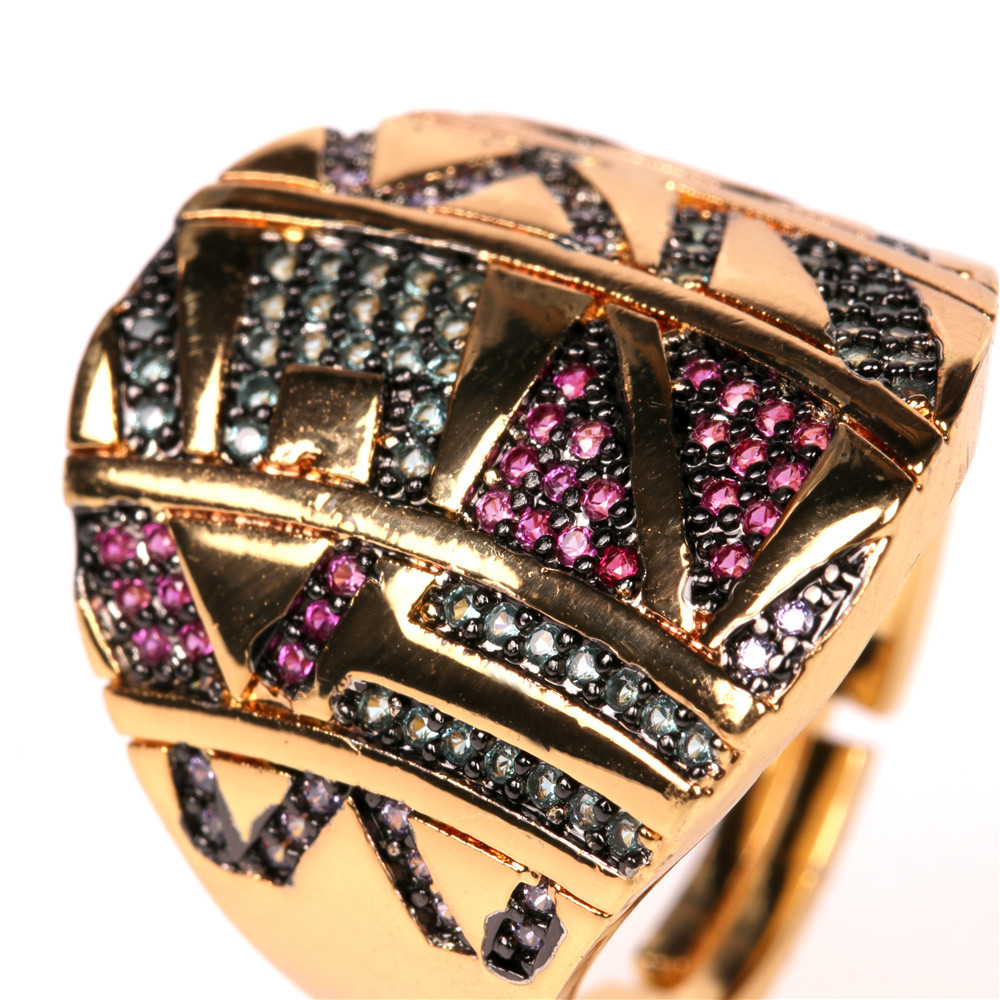 New Ring Colorful Tribal Golden Yellow Fashion Design Sense Index Finger Ring Wholesale Nihaojewelry display picture 3