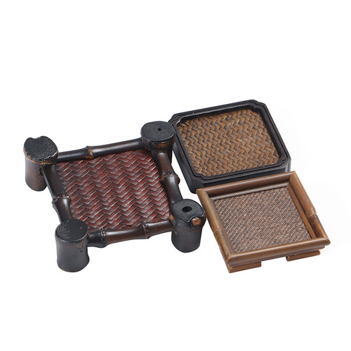 Bamboo cup holder mat, retro Japanese cup holder, Kung Fu tea set, tea ceremony spare parts, solid wood saucer, pot, load-bearing bamboo coaster