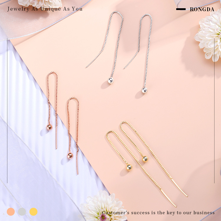 Japanese And Korean Personalized Creative Earrings, Earrings, Feminine Commuting Simple Small Ball Long Tassel Earrings Earrings