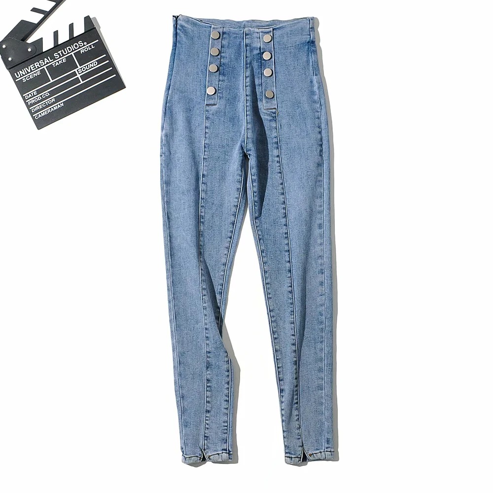 women s autumn and winter tight-fitting high-waisted denim trousers NSAC14418