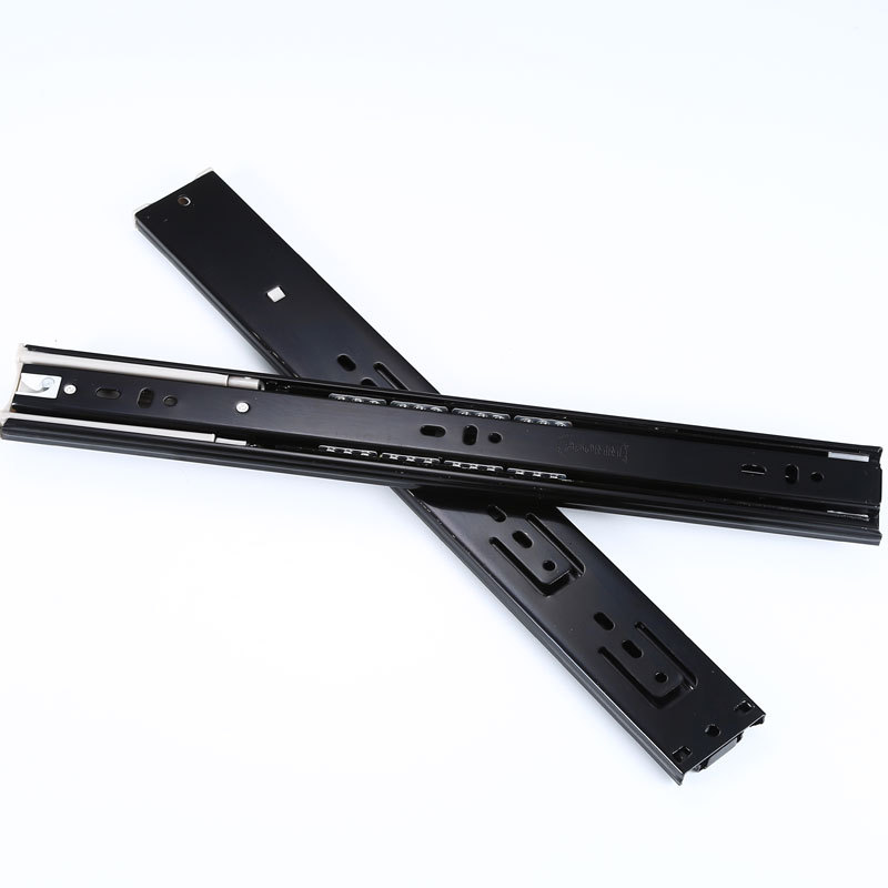 Tianjuelu 45mm Wide Buffer Damper Three-Section Slider Track Furniture Wardrobe Drawer Silent Steel Ball Three-Fold Rail Manufacturer