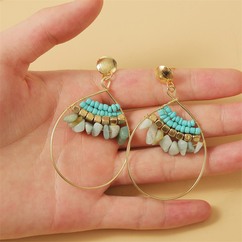 Bohemian Shell Hand-woven Rice Bead Earrings  Creative Round Earrings Jewelry Nihaojewelry Wholesale display picture 4
