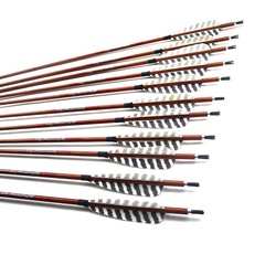 弓箭箭支純碳木紋4寸條紋火雞羽箭支撓度全傳統複合美獵使用