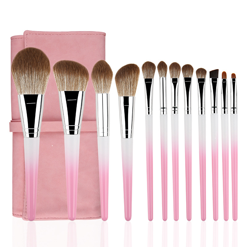 New 12 makeup brush set with wooden handle loose powder makeup brush set beauty tools 12 makeup brush set