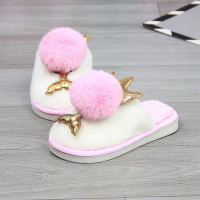 2020新款卡通可愛動物棉拖鞋男女童毛毛拖鞋居家保暖兒童毛絨拖鞋