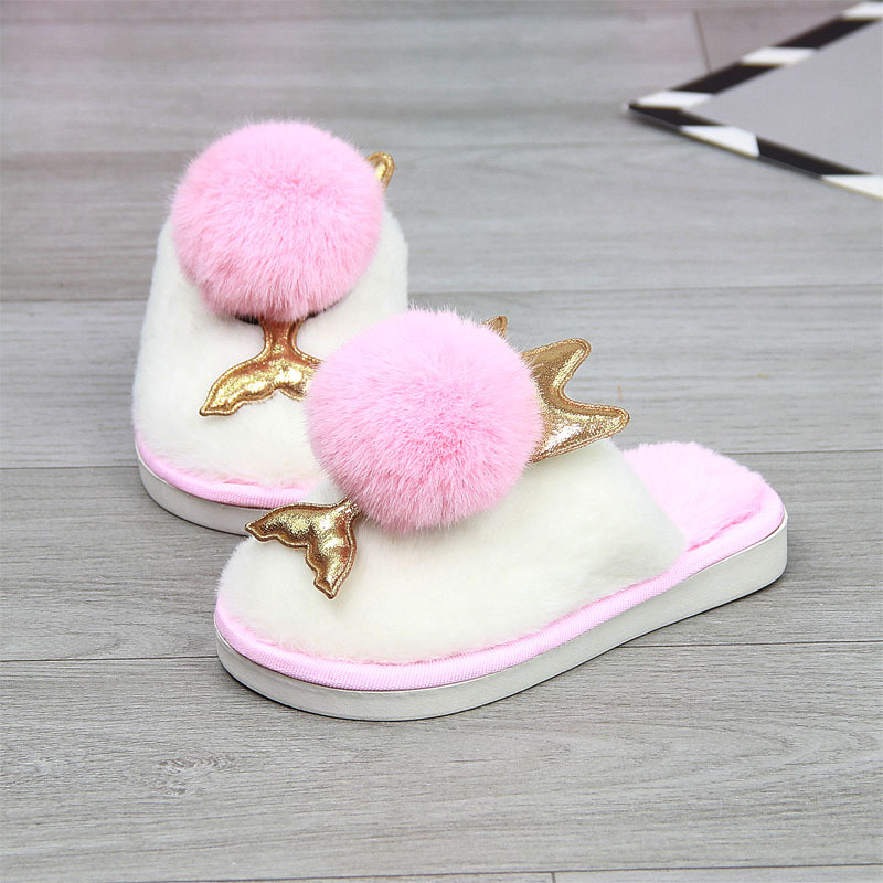 2020新款卡通可愛動物棉拖鞋男女童毛毛拖鞋居家保暖兒童毛絨拖鞋