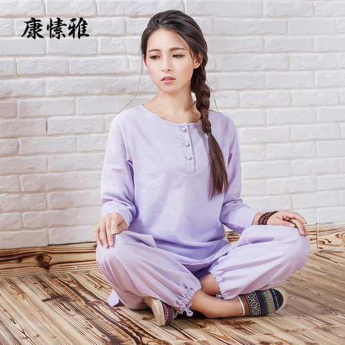 Gong Mian Ma yoga meditation suit women's loose set custom linen national health tea art teacher's suit