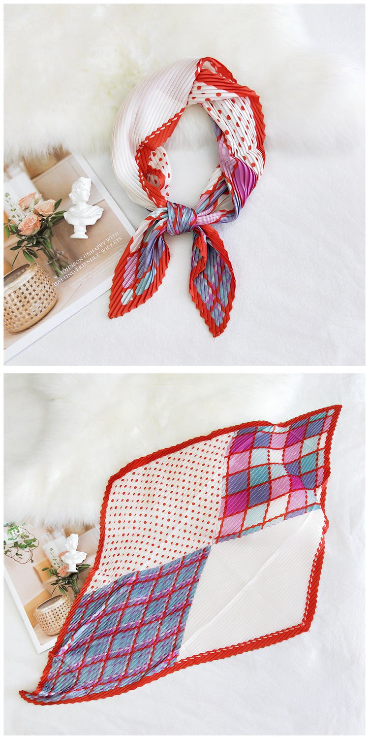 60g Weight Silk Scarf Classification Travel Occasion Polyester Material Spot, Stripe Pattern Spring&Summer Season Unisex Gender Sweet Style Khaki, Multicolor, Grey&Pink, Grey, Red, Green, Blue, Yellow, Black Color Unisex Sweet Spot Stripe Polyester Silk Scarf 7