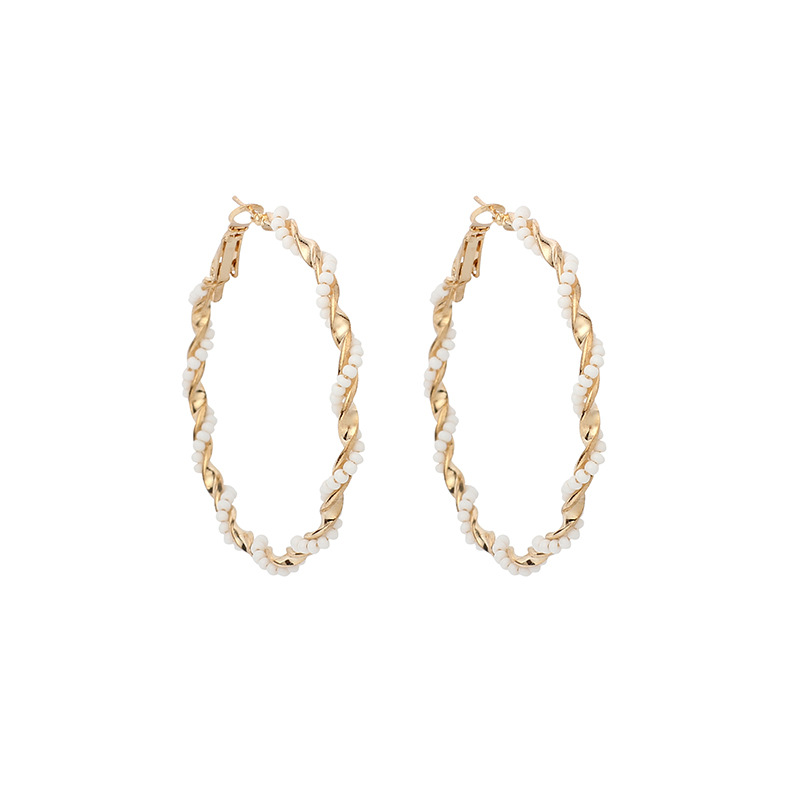 New exaggerated big circle trendy bohemian round bead earrings for women