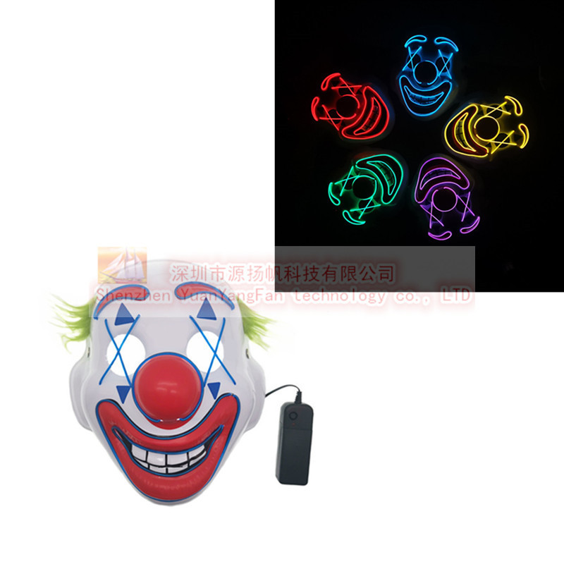 joker clown LED luminescence Mask Makeup Dance EL face shield terror Halloween party Cross border Electricity supplier Source of goods