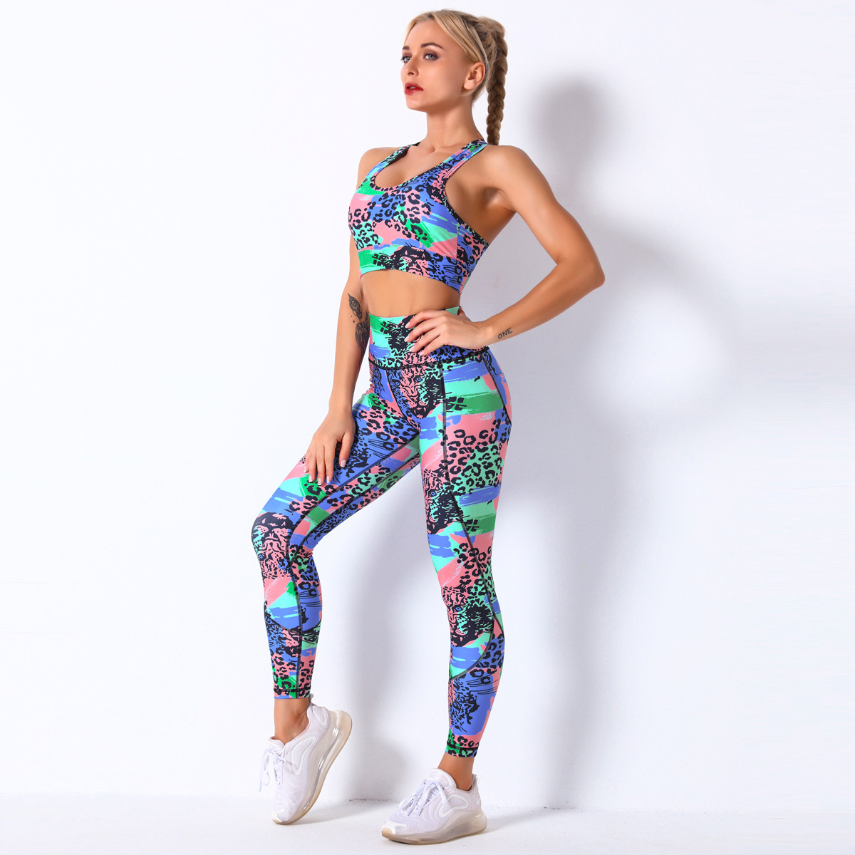 printing shockproof gather yoga suit  NSNS10729