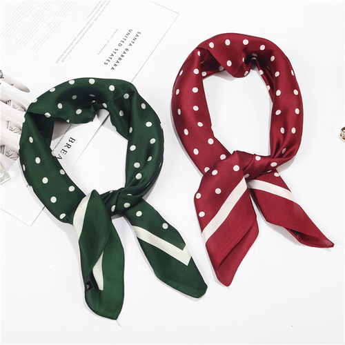 Spring and summer new scarf, women's imitation silk square scarf, Korean style polka dot scarf, professional scarf, versatile decoration