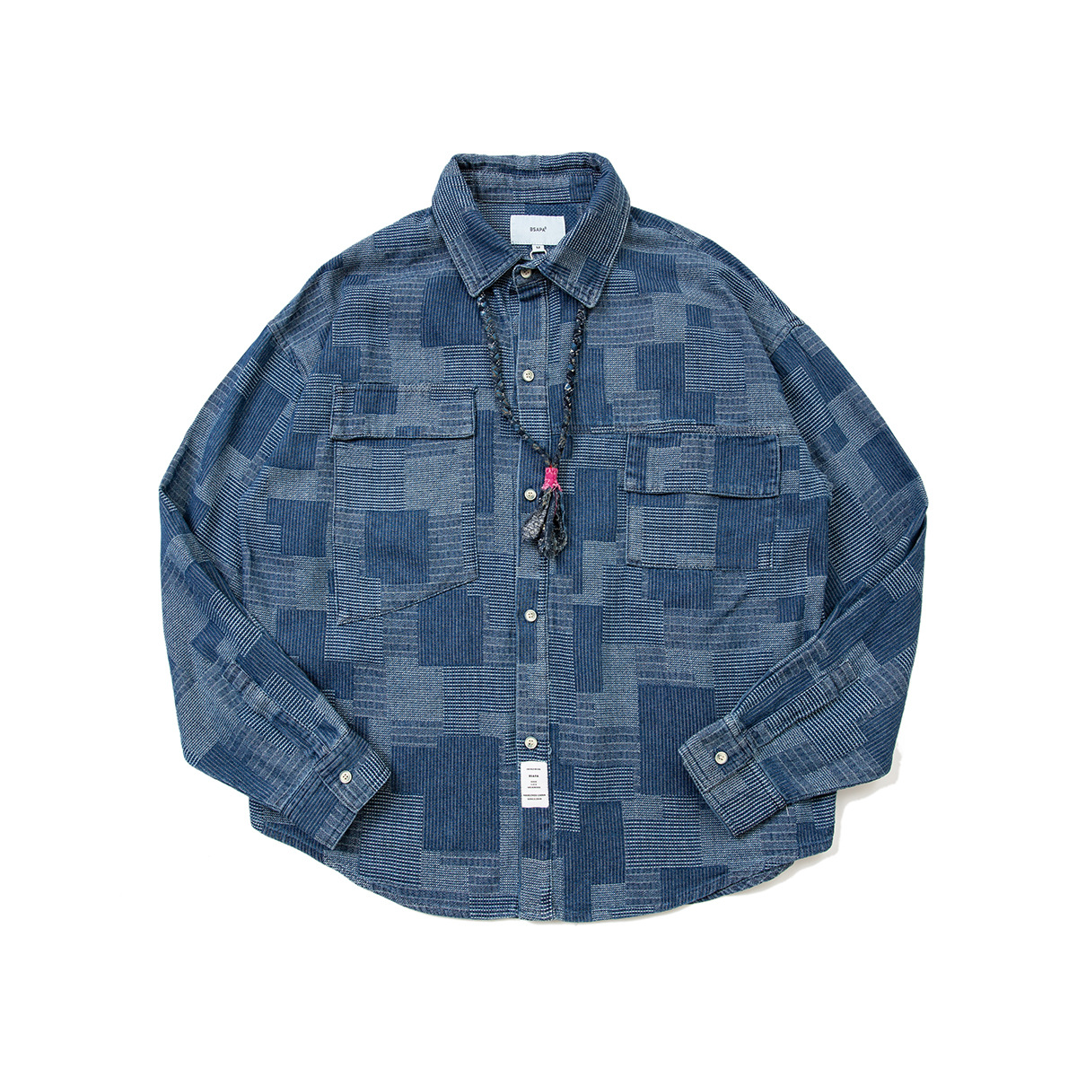 LUOYE Autumn 2020 New Japanese Original Blue Plaid Ethnic Style Denim Lapel Shirt CS098
