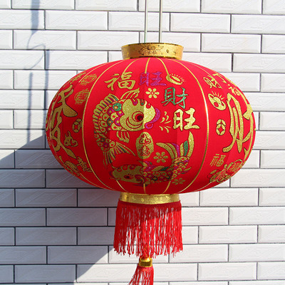廠家直銷批發春節高檔厚植絨布金邊大紅燈籠結婚婚慶春節過年宮燈