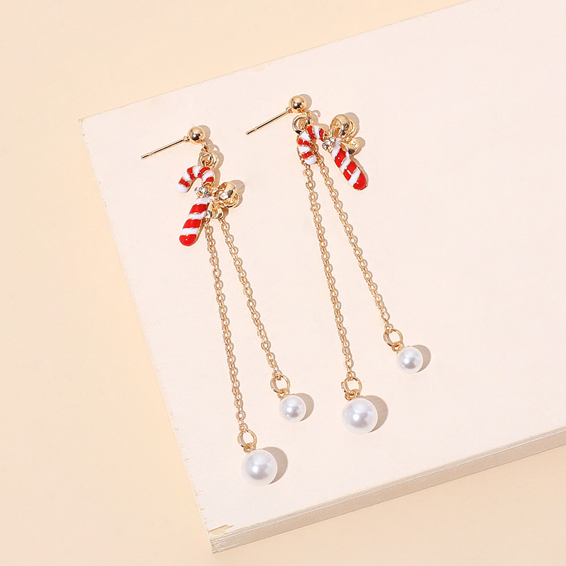 6g Weight Earrings Classification Women'S Gender Christmas Style Christmas Tassel Retro Pearl Earrings 3