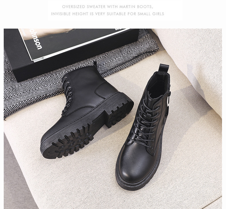 autumn and winter lace-up flat-bottom short boots  NSNL30457