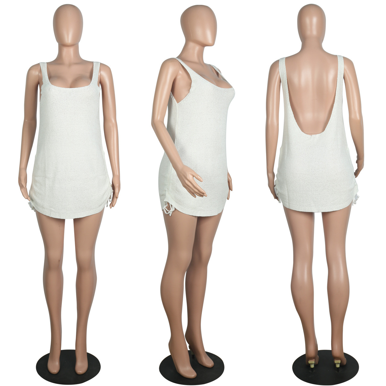 YD038 Clothing Arrival Sexy Slim-Fit Sheath Dress Backless Drawstring Strap Dress for Women