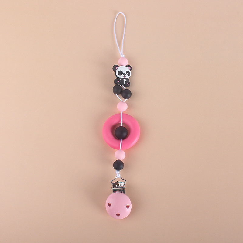 DIY bebé chupete anillo de goma Panda de silicona perlas Cadena de pezón cadena anti-caída AliExpress Amazon Venta caliente