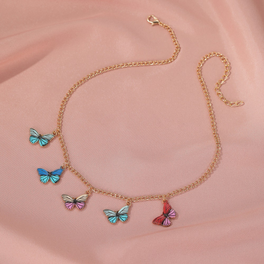 Fashion Retro Clavicle Chain Color Dream Butterfly Necklace Women display picture 6