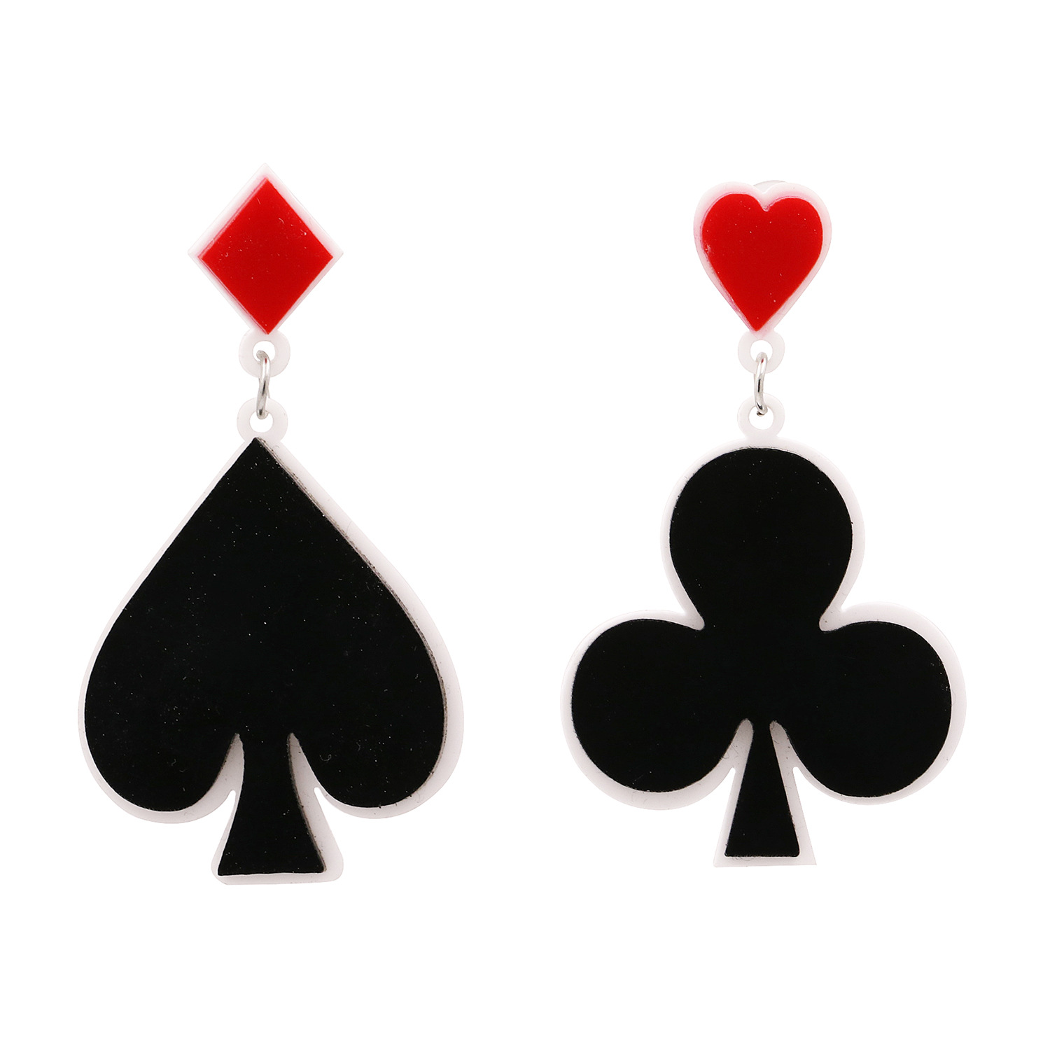 New Fashion Playing Card Spade Plum Earrings Red Square Peach Heart Earrings For Women Wholesale display picture 6