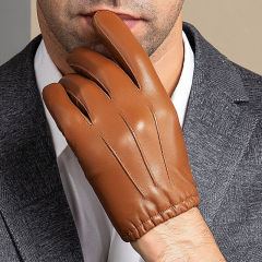 Men's Leather Winter Spring Warm Fleece Lined Thicken Insulated Touch Screen Driving Riding Motorcycle Sheepskin Gloves