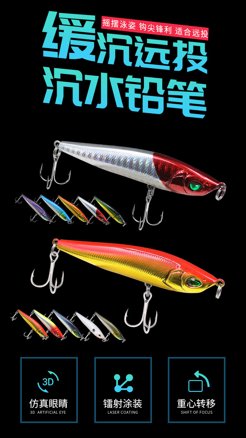 5 Colors Sinking Minnow Fishing Lures Hard Baits Fresh Water Bass Swimbait Tackle Gear